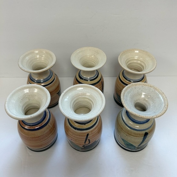 Studio Art Pottery / Set of 6/ Hand Thrown/ water-Wine Goblets / NWOT/ STUNNING - Picture 5 of 13